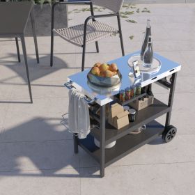 3 Tiers Foldable Outdoor Cart on 2 Wheels with Phone Holder 3 Tiers Foldable Outdoor Cart on 2 Wheels with Phone Holder